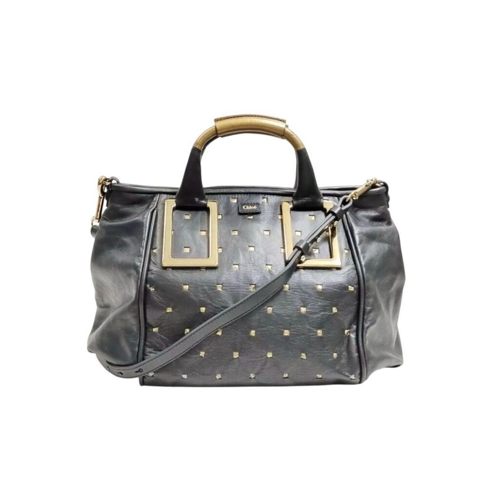 Auth Chloe Black Leather Ethel Tote Bag for